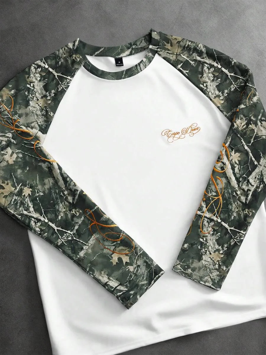 Shirt Heren Raglan met Printmouwen