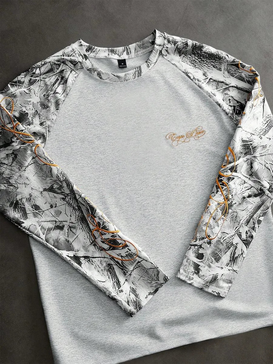 Shirt Heren Raglan met Printmouwen