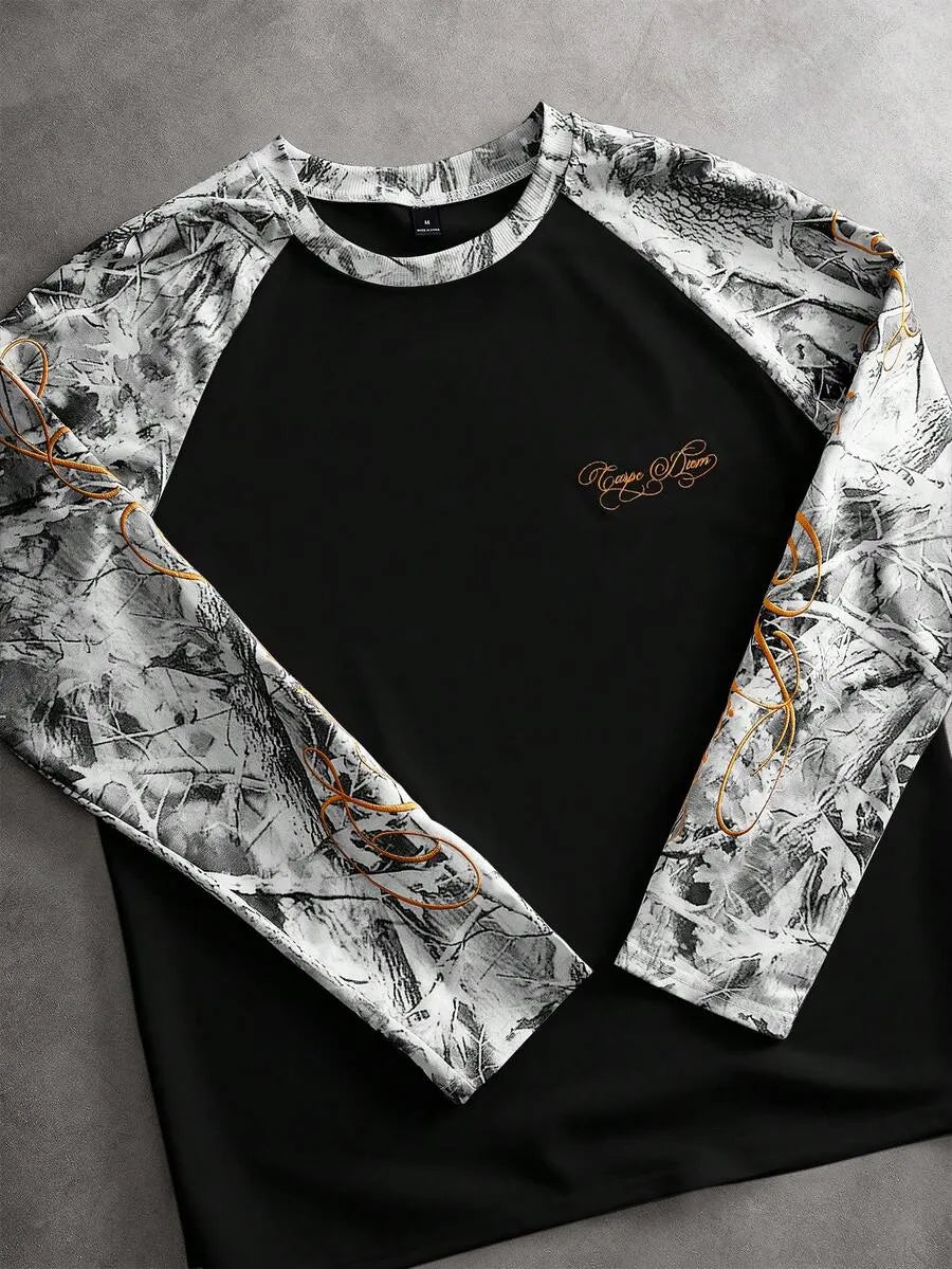 Shirt Heren Raglan met Printmouwen