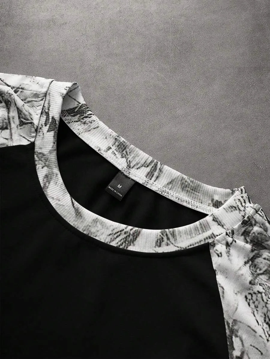Shirt Heren Raglan met Printmouwen