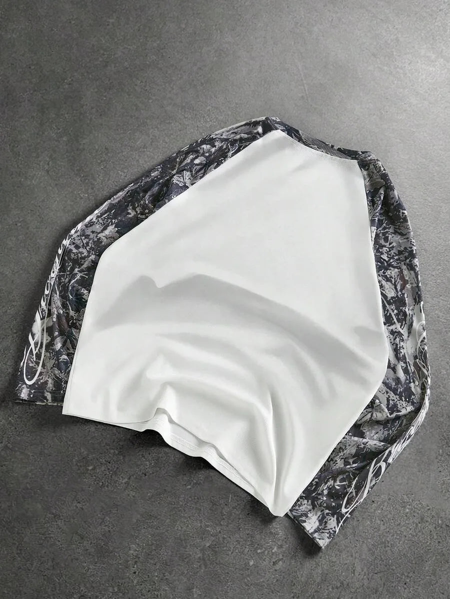 Shirt Heren Raglan met Printmouwen