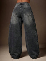 Baggy Jeans Dames met Asymmetrische Taille