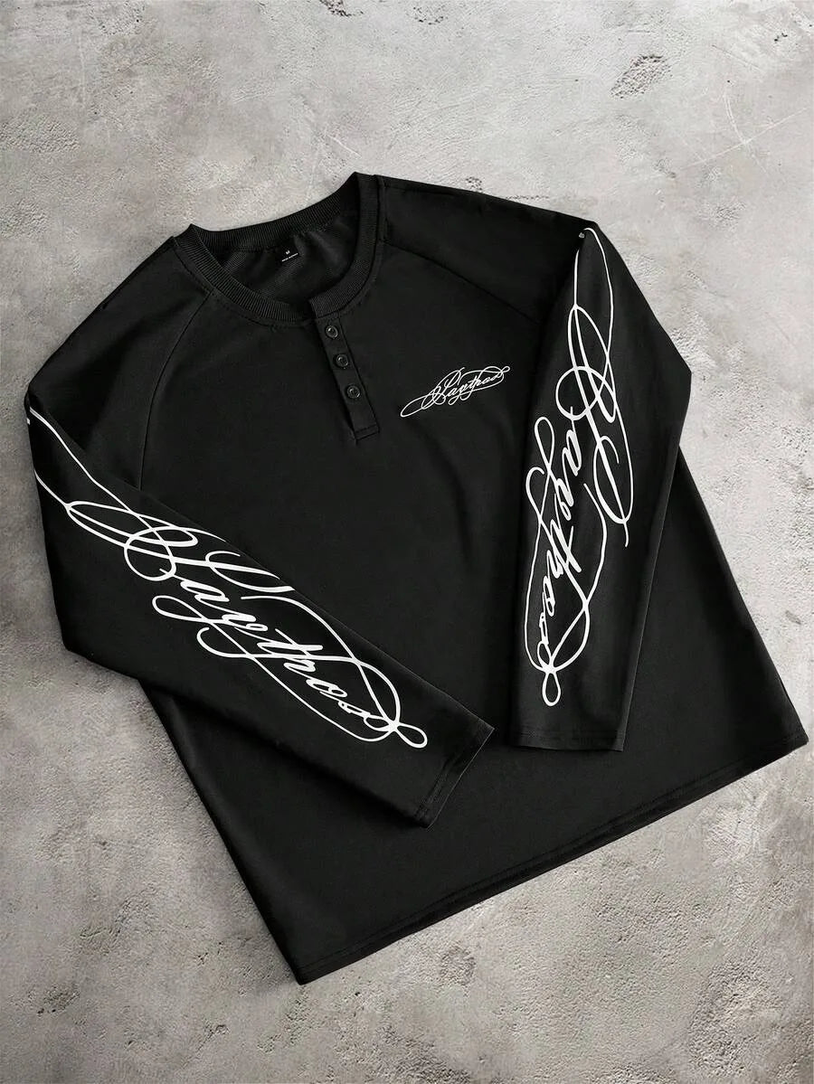 Shirt Heren Raglan met Printmouwen