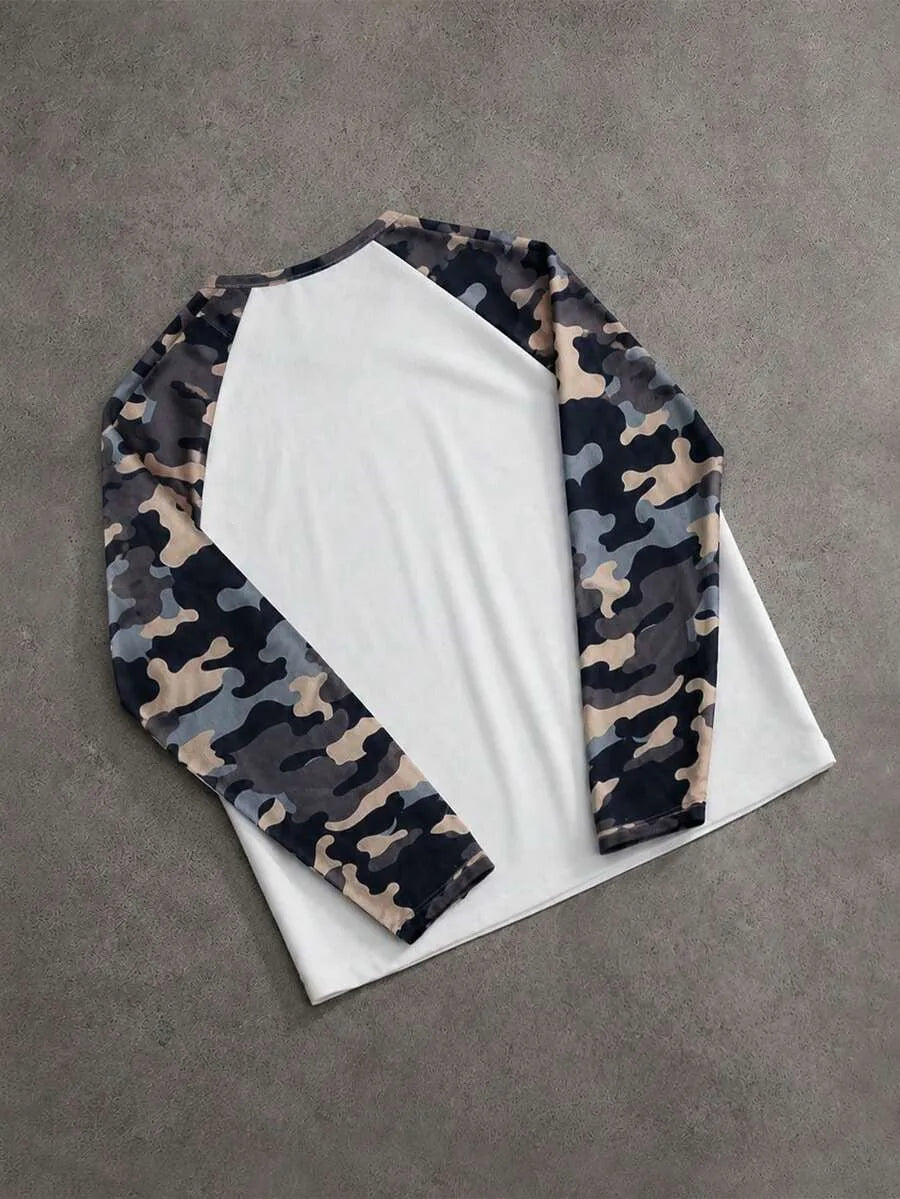 Shirt Heren Raglan met Printmouwen