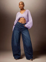 Baggy Jeans Dames met Asymmetrische Taille
