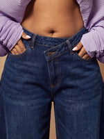 Baggy Jeans Dames met Asymmetrische Taille