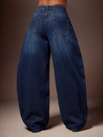 Baggy Jeans Dames met Asymmetrische Taille