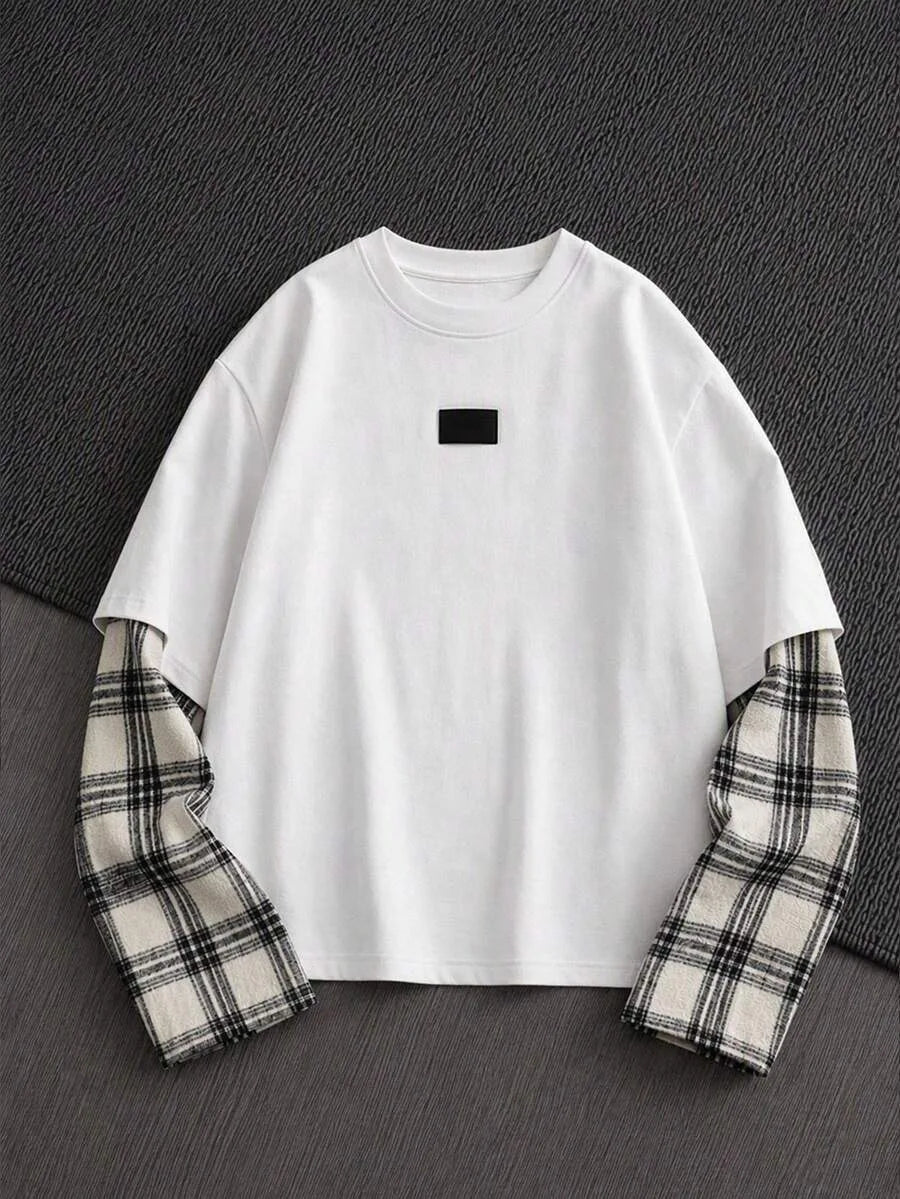 Shirt Heren met Patchwork Mouwen