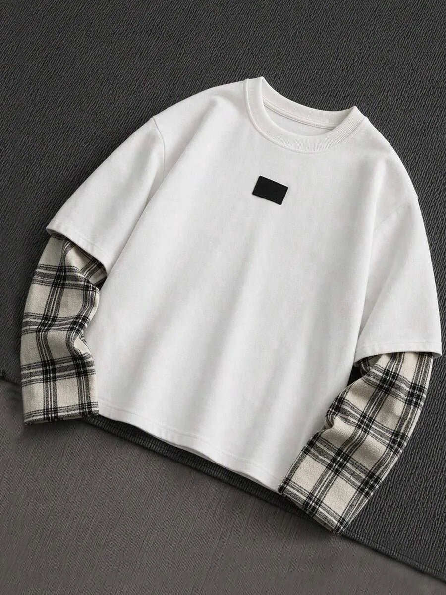 Shirt Heren met Patchwork Mouwen