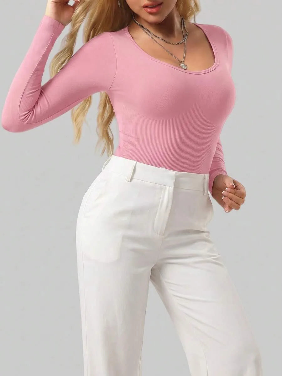 Bodysuit met Lange Mouwen en Ronde Hals