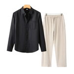 2-delige zomer set met overhemd en lange broek Heren