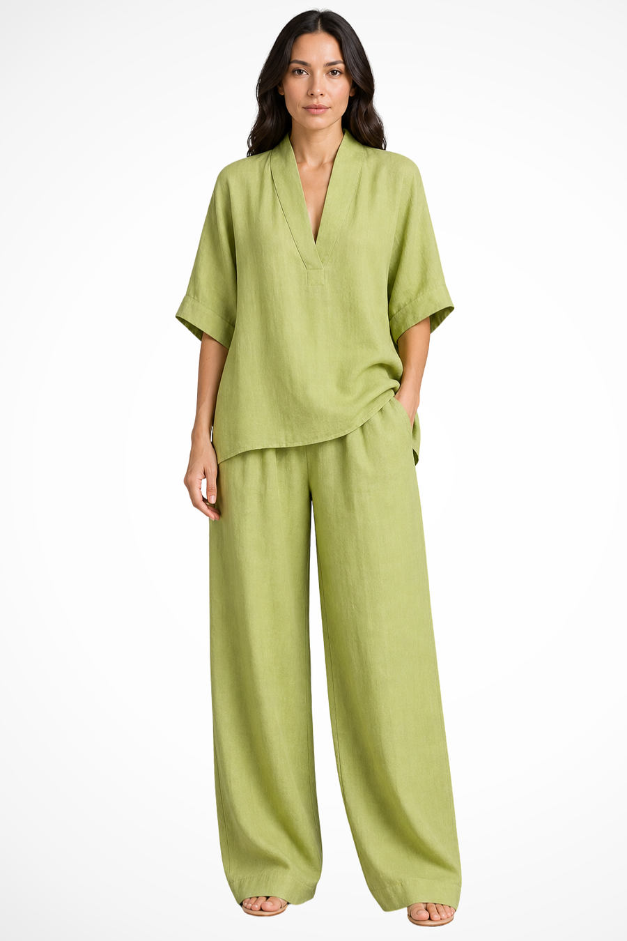 Tweedelige Lounge Set met V-Hals Dames