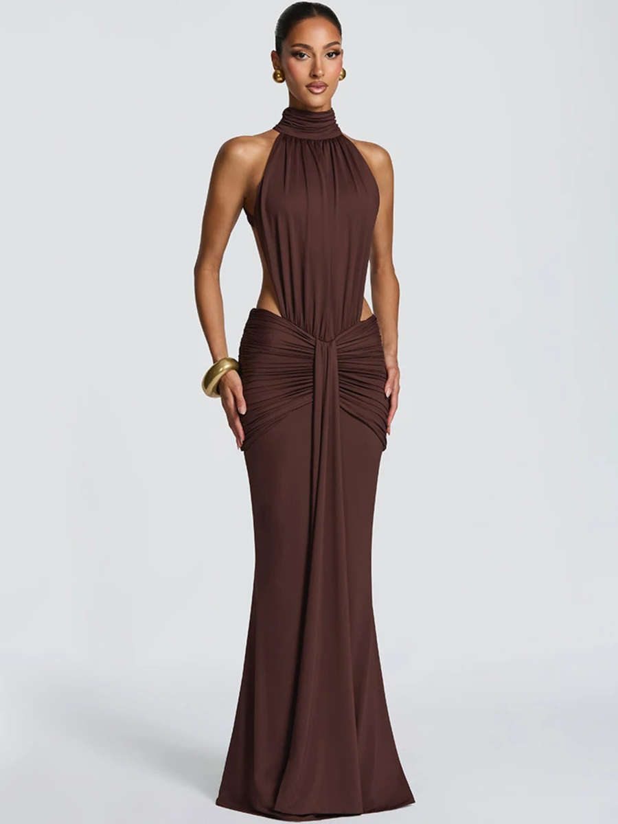 Maxi jurk met open rug Dames