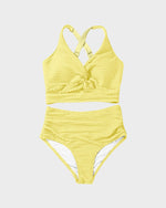 Geribde Bikini Set met Hoge Taille Dames