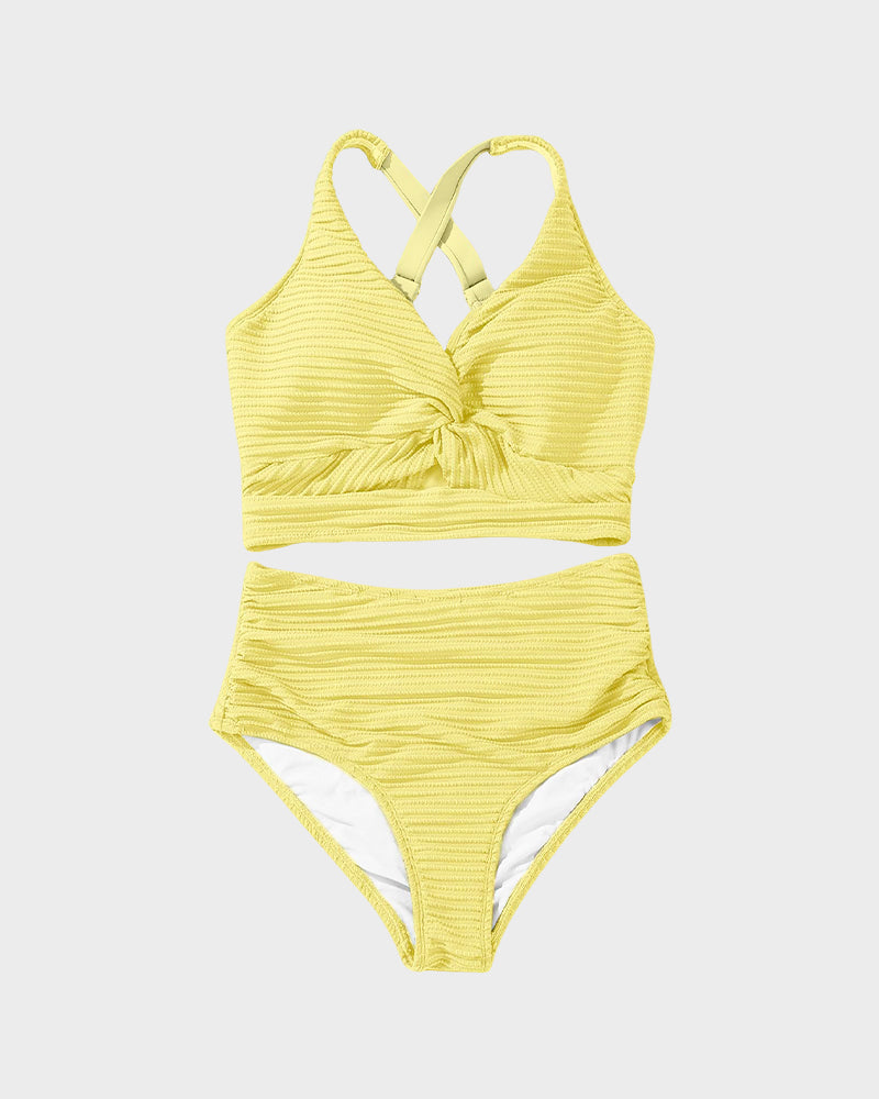 Geribde Bikini Set met Hoge Taille Dames