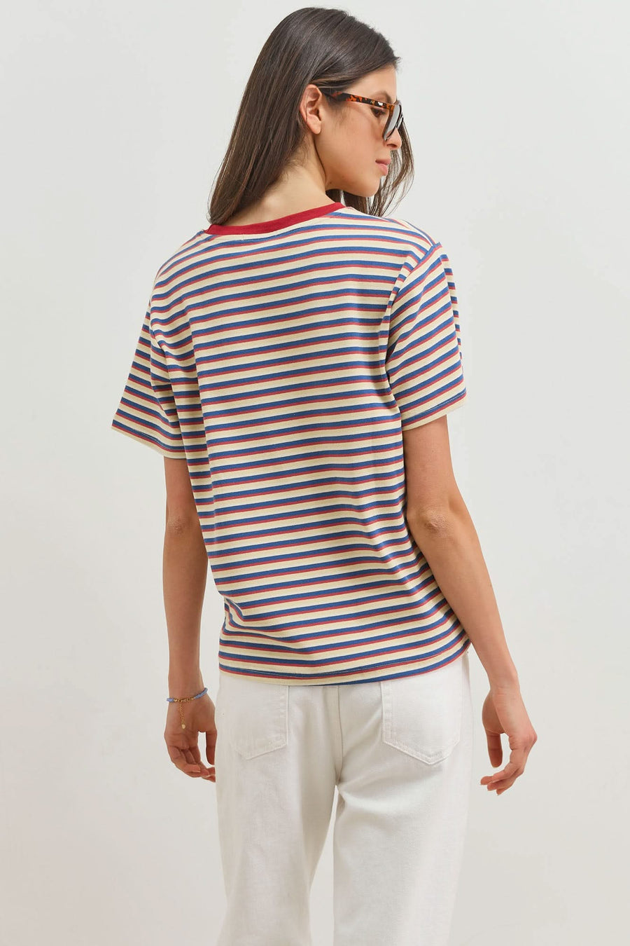 Gestreept T-shirt met Ronde Hals Dames
