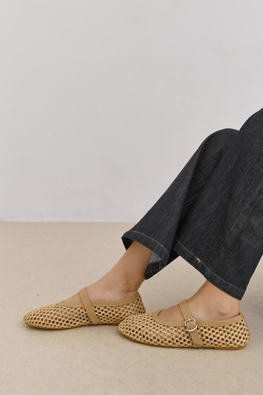 Geweven Mary Jane schoenen met gesp Dames