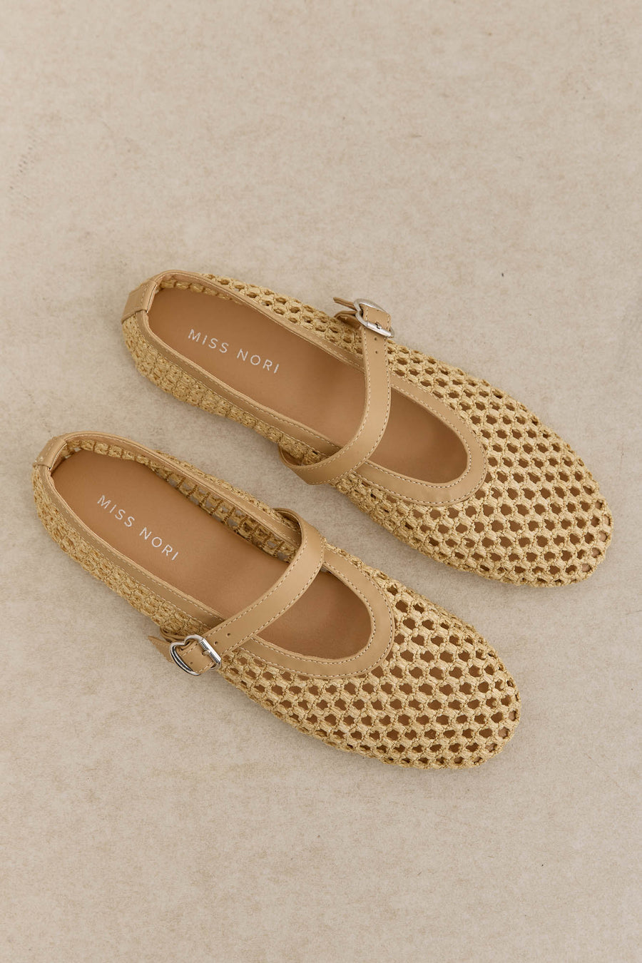 Geweven Mary Jane schoenen met gesp Dames