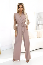 Glitter jumpsuit met wijde pijpen Dames