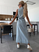 Maxi denim jurk met knopen Dames