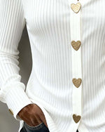 Blouse Dames met Hartvormige Knopen