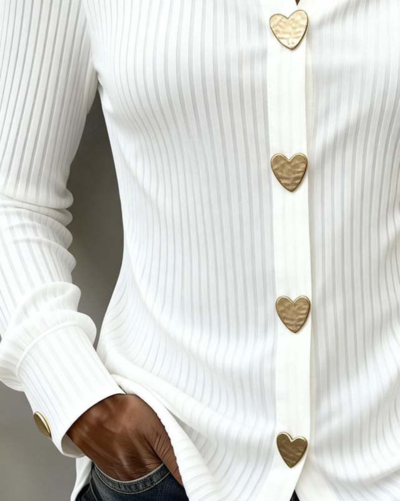 Blouse Dames met Hartvormige Knopen