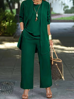 Driedelige set met wijde broek Dames