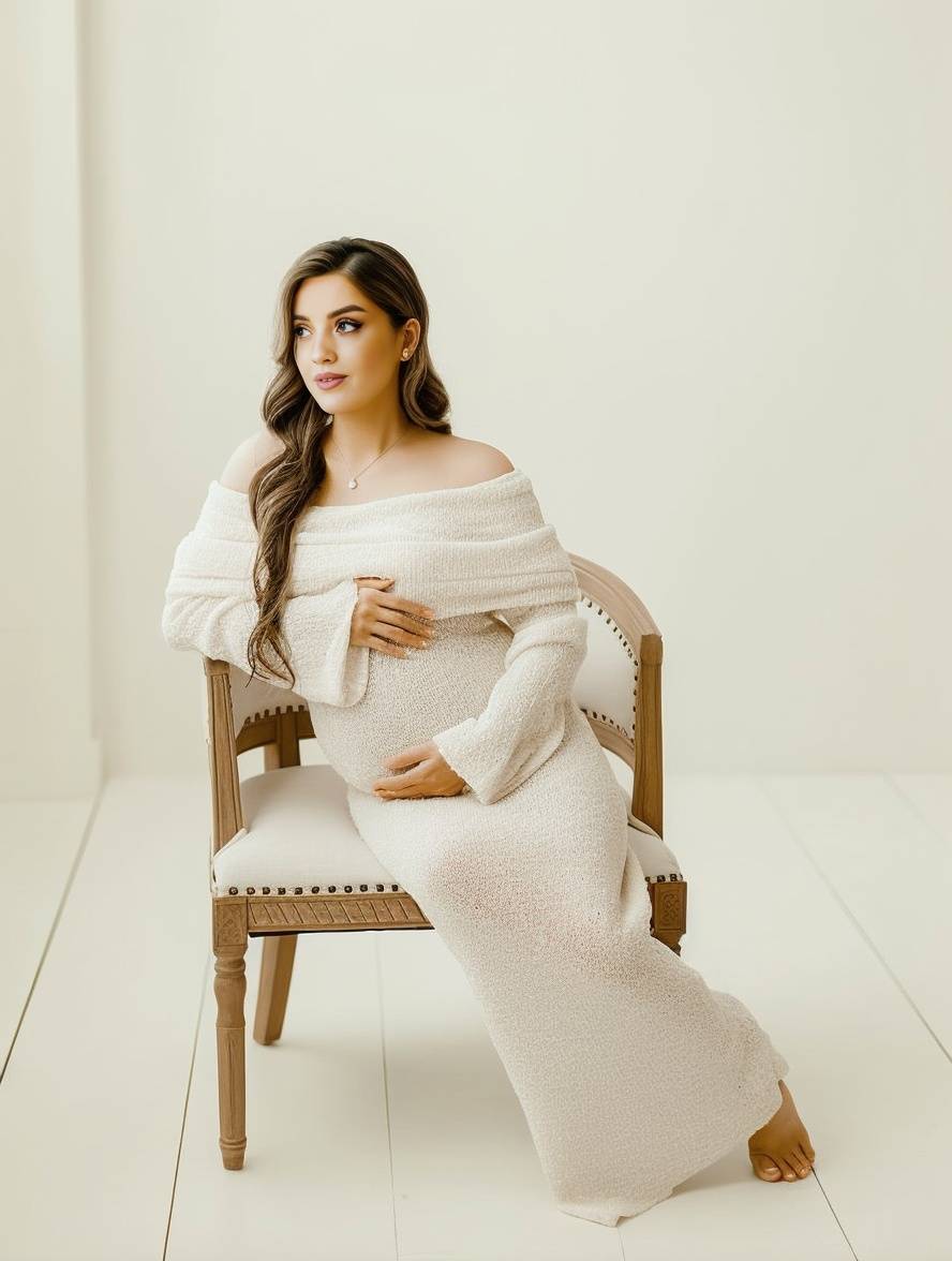 Maxi zwangerschapsjurk met off shoulder Dames
