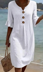 Midi zomerjurk met knoopsluiting Dames