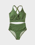 Geribde Bikini Set met Hoge Taille Dames