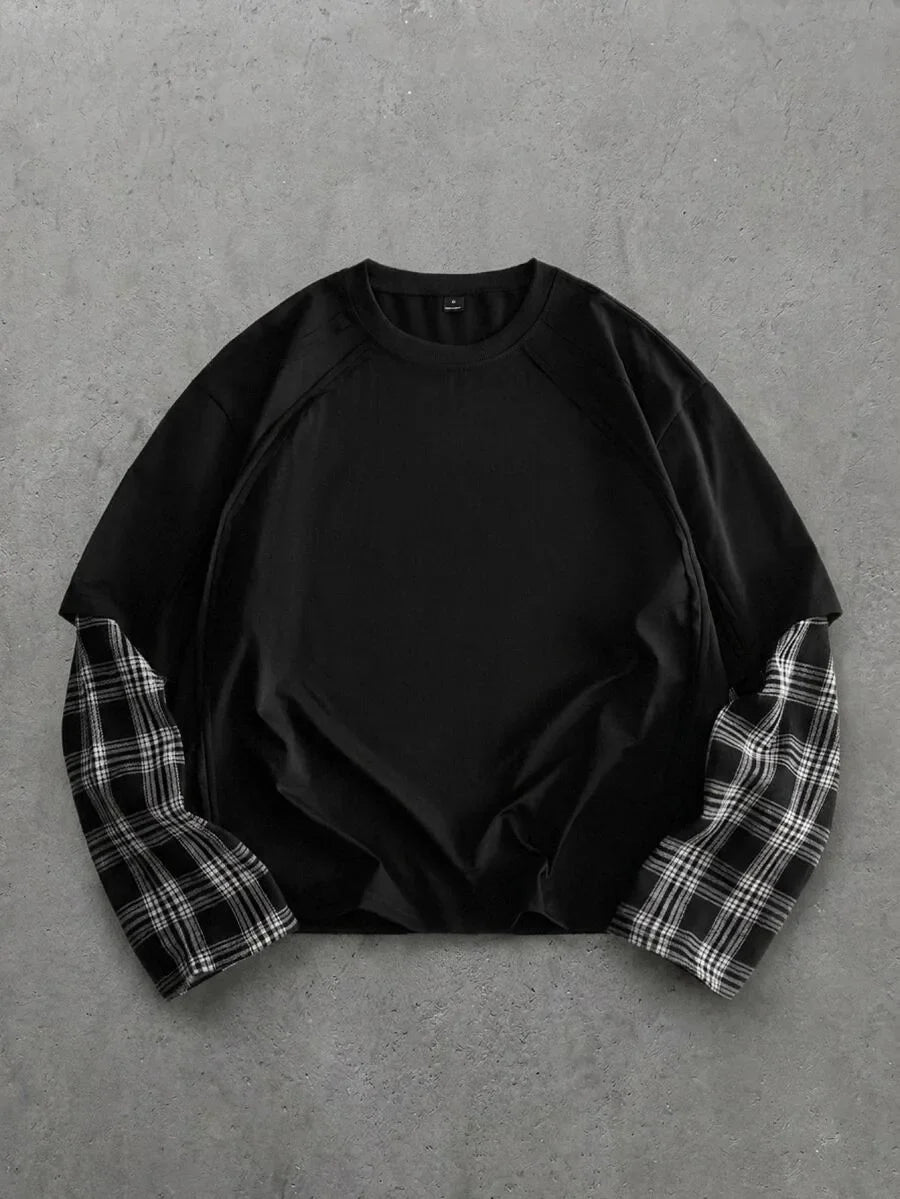 Shirt Heren met Patchwork Mouwen