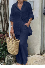 Tweedelige set met overhemd en broek Dames