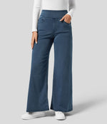 Wijde jeans met hoge taille en stretch Dames
