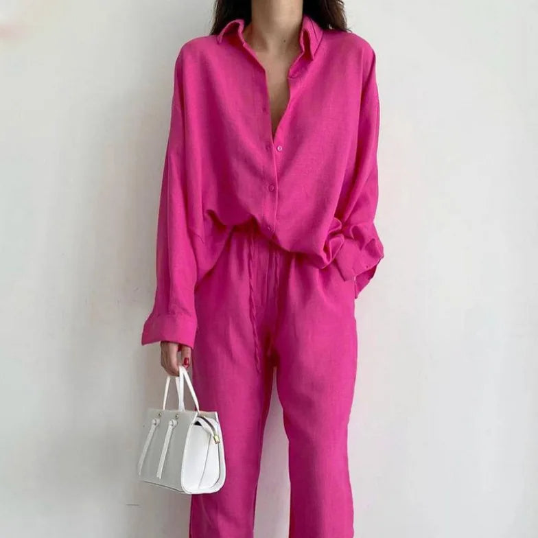 Tweedelige zomerset met overhemd en broek Dames
