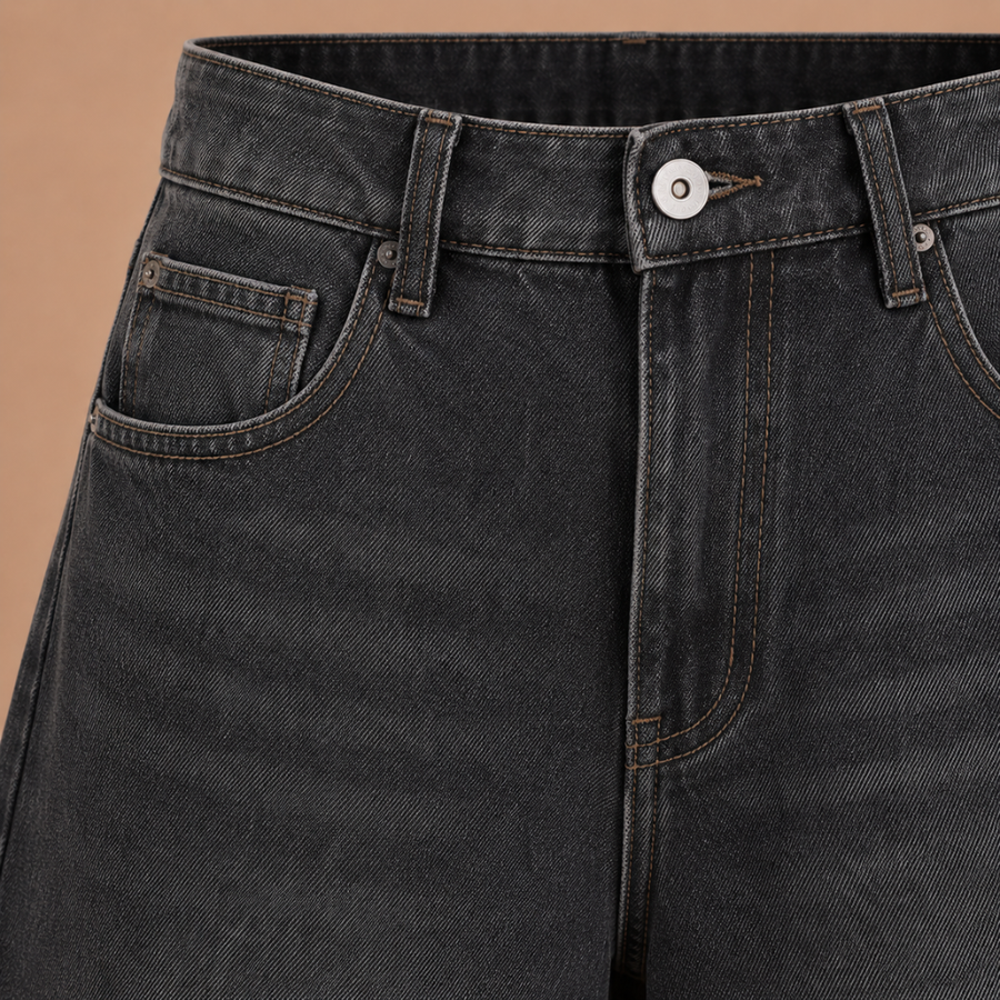 Denim bermuda short met hoge taille Dames
