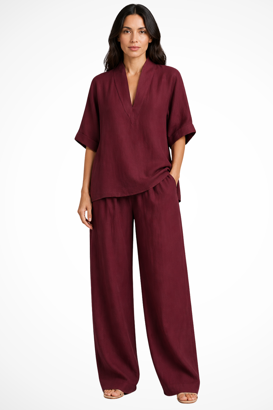 Tweedelige Lounge Set met V-Hals Dames