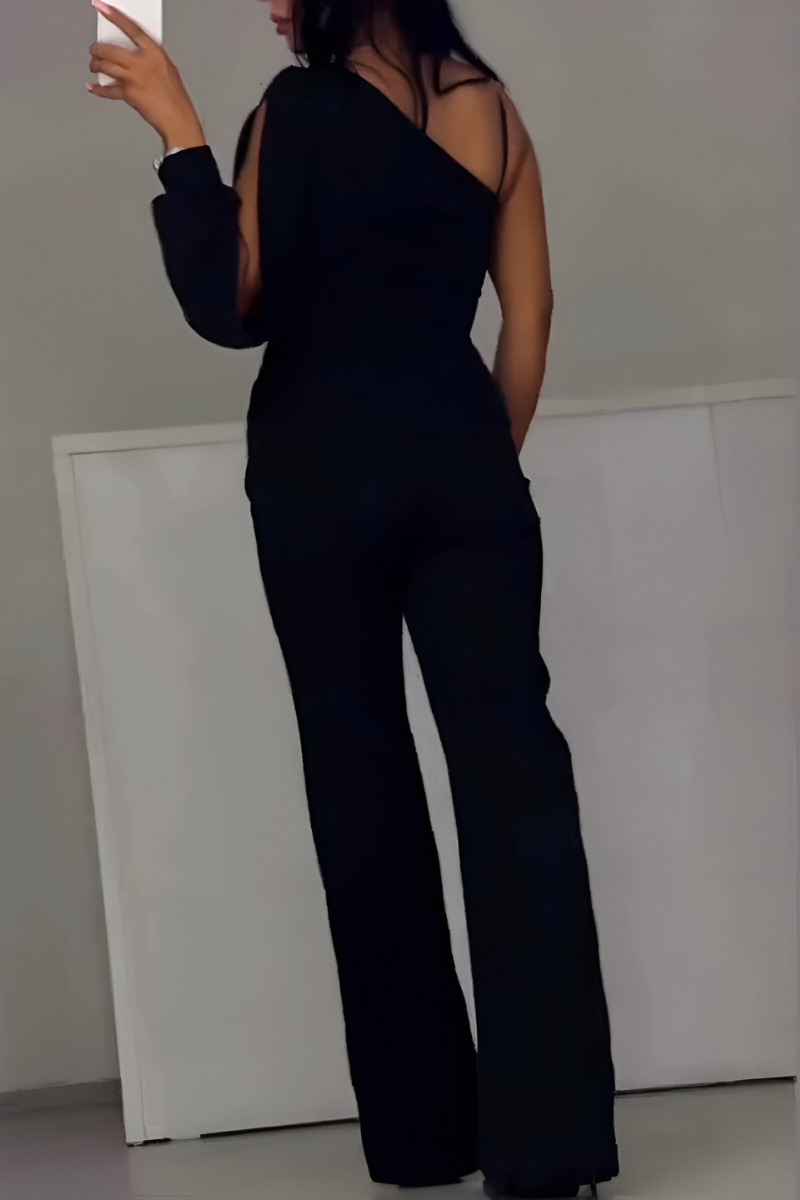 Jumpsuit Dames Asymmetrisch met Glitter Mesh
