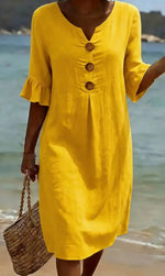 Midi zomerjurk met knoopsluiting Dames
