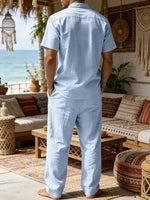 Tweedelige zomer set met wijde lange broek Heren