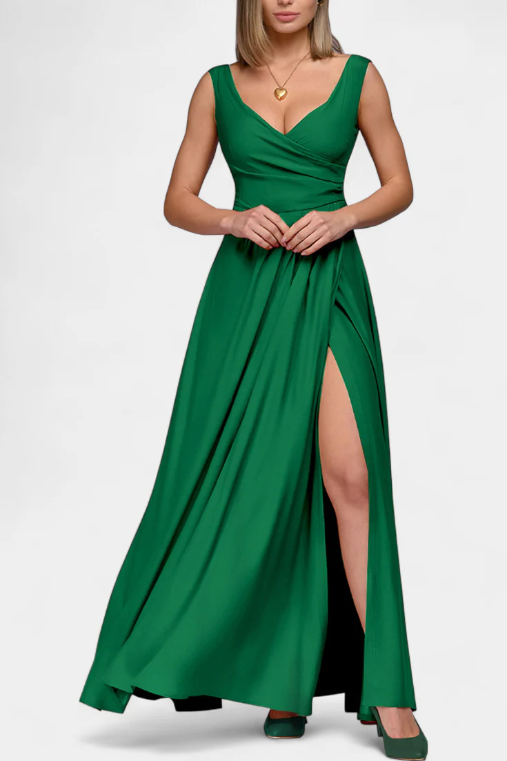 Mouwloze maxi jurk met split Dames
