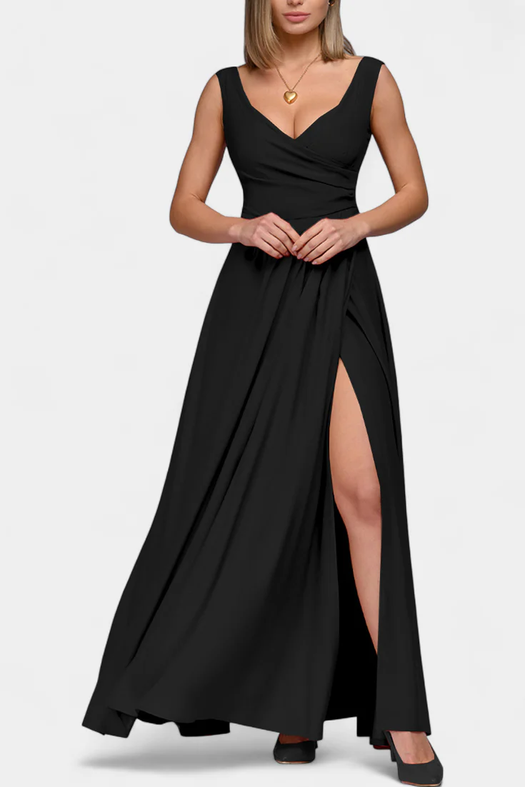 Mouwloze maxi jurk met split Dames