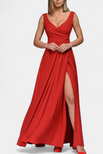 Mouwloze maxi jurk met split Dames