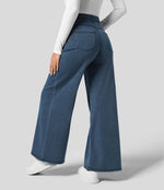 Wijde jeans met hoge taille en stretch Dames
