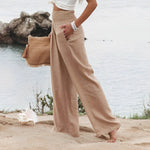 Wijde zomerbroek met elastische tailleband Dames