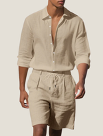 2-Delige Zomer Set met Overhemd en Short Heren