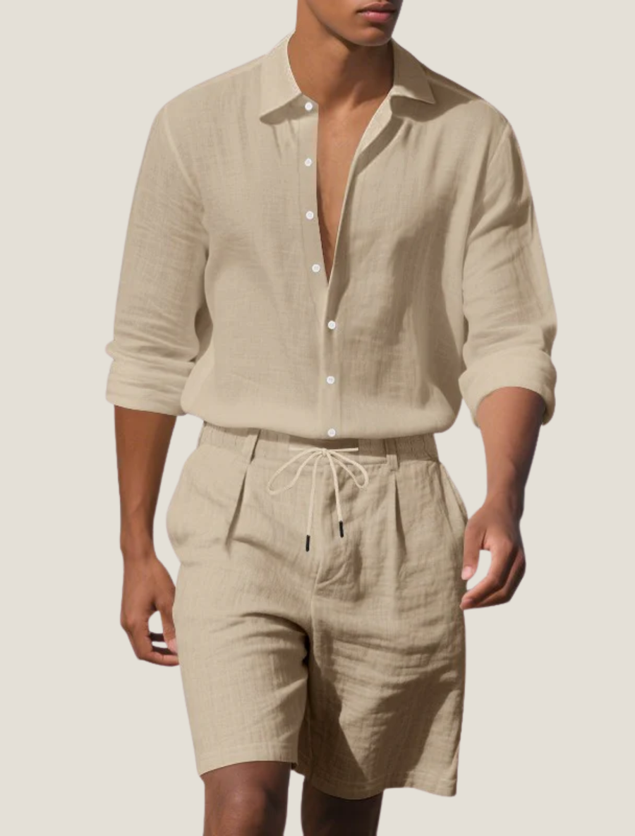 2-Delige Zomer Set met Overhemd en Short Heren