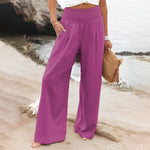 Wijde zomerbroek met elastische tailleband Dames