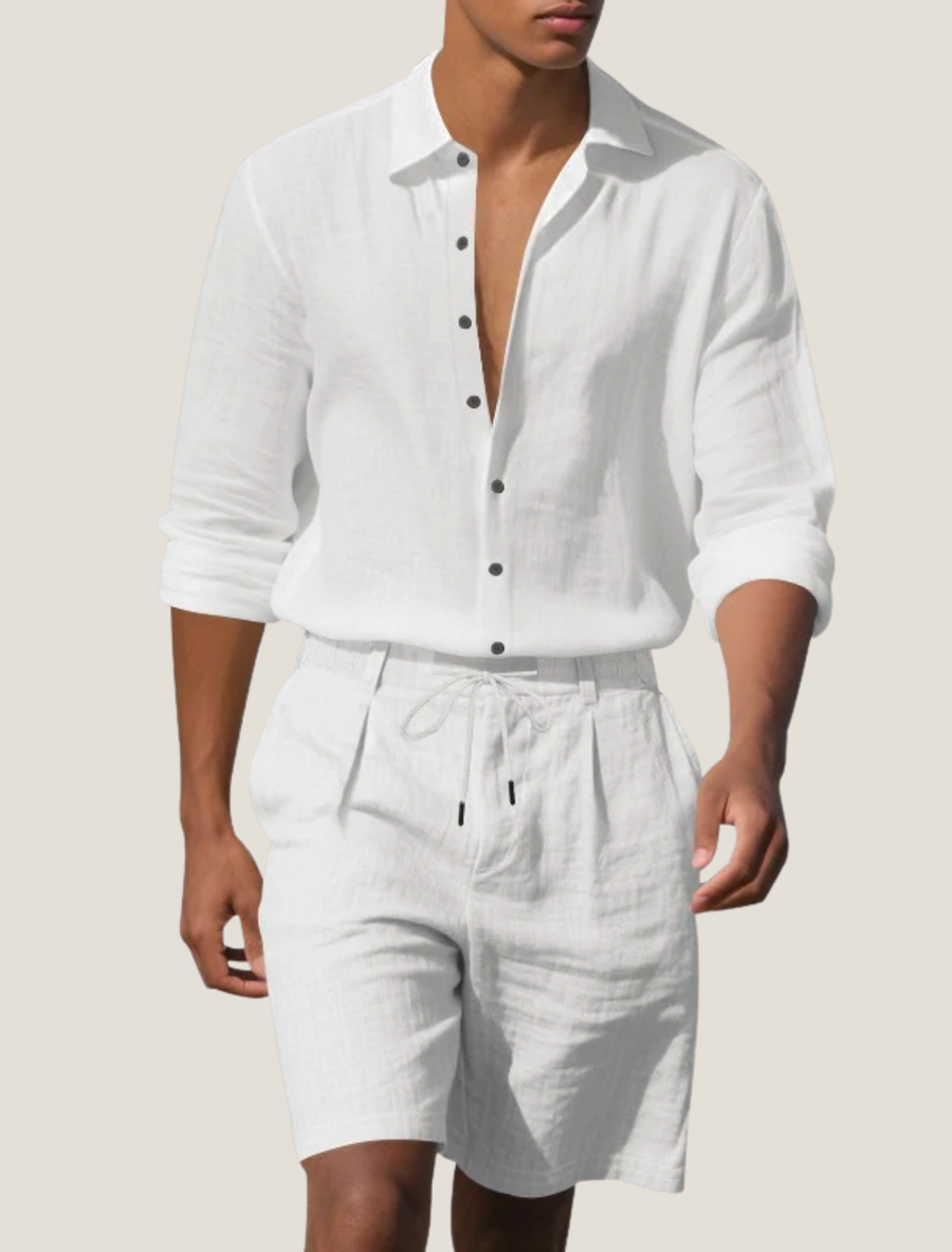 2-Delige Zomer Set met Overhemd en Short Heren