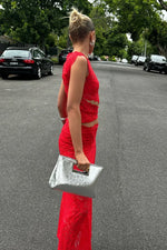 Tweedelige kanten crop top en rok set Dames
