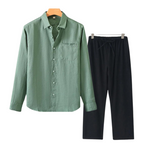 2-delige zomer set met overhemd en lange broek Heren